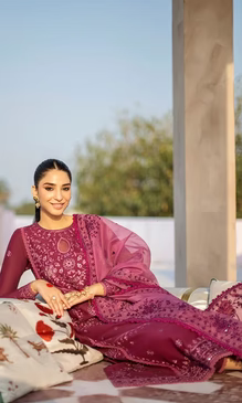 Asim Jofa - 3PC DHNAK Embroidered Shirt Embroidered Duppata