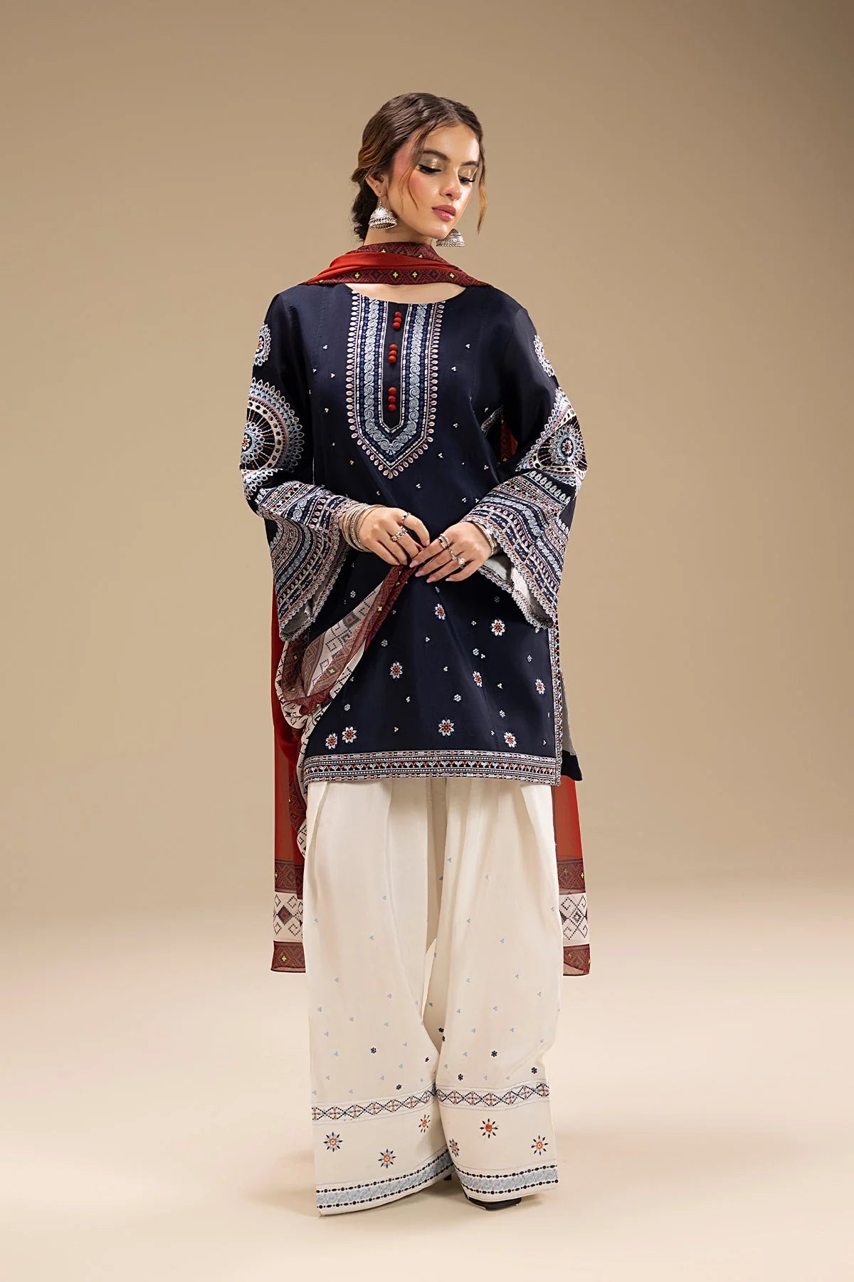 JASMIN - UNSTITCHED 3PC DHANAK EMBROIDERED SUIT 002