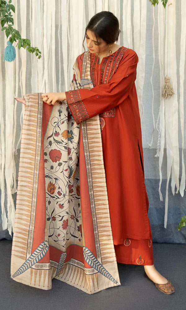 Asim Jofa - 3PC DHANAK | Embroidered.