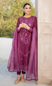 Asim Jofa - 3PC DHNAK Embroidered Shirt Embroidered Duppata