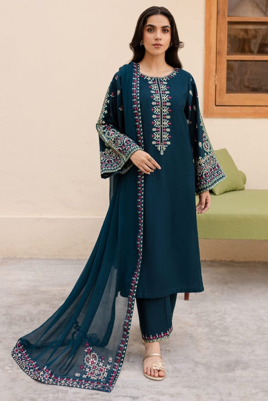 SAPPHIRE- UNSTITCHED 3PC DHANAK EMBROIDERED SUIT 007